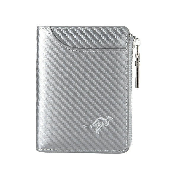 Mens RFID Blocking Leather Wallet Slim Credit Card Holder Zipper Purse Large Capacity Bifold Minimalist Design