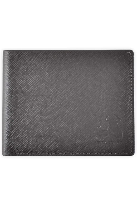 Mens RFID Blocking Wallet Bifold with Flip Up ID in Saffiano Grey