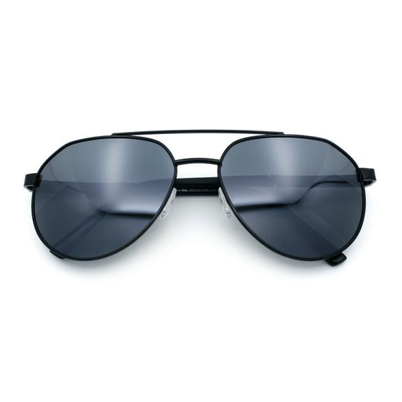 Mens Racer Tear Drop Double Bridge Officer Police Style Metal Sunglasses All Black