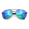 thumbnail image 1 of Mens Racer Tear Drop Double Bridge Officer Police Style Metal Sunglasses Gunmetal - Teal Mirror, 1 of 8
