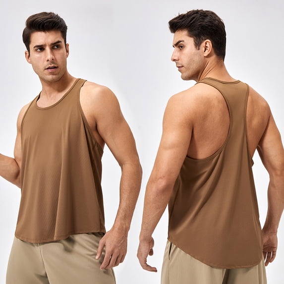 Mens Racerback Tank Tops Sleeveless Crewneck A Shirts Casual Solid Color Pullover Breathable Basic Loungewear Athletic Workout Tanks Vests