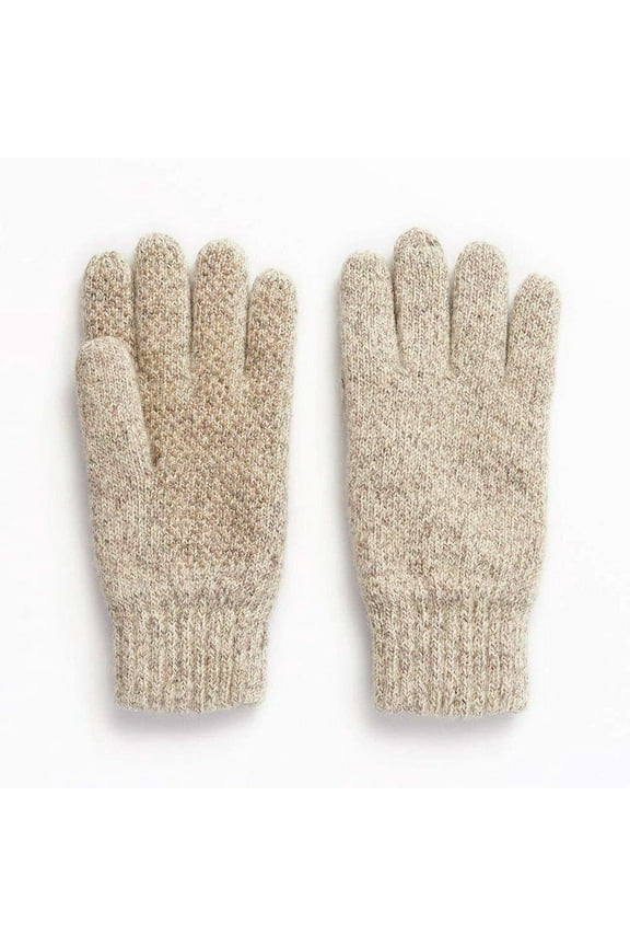 Mens Ragg Wool Full Finger Gloves Oatmeal, Insulated for Cold Outdoor Weather, One Size