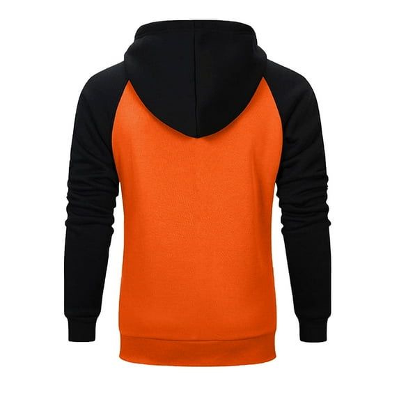 Mens Raglan Hoodie Pullover Sweatshirt Contrast Sleeve Casual Drawstring Hood Kangaroo Pocket Athletic Streetwear
