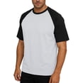 thumbnail image 1 of Mens Raglan Short Sleeve T-Shirt Color Block Baseball Jersey Tee Crew Neck Athletic Top, Casual Performance Quick Dry Workout Shirt with Side Slit High Low Hem for Outdoor Running Training, 1 of 8