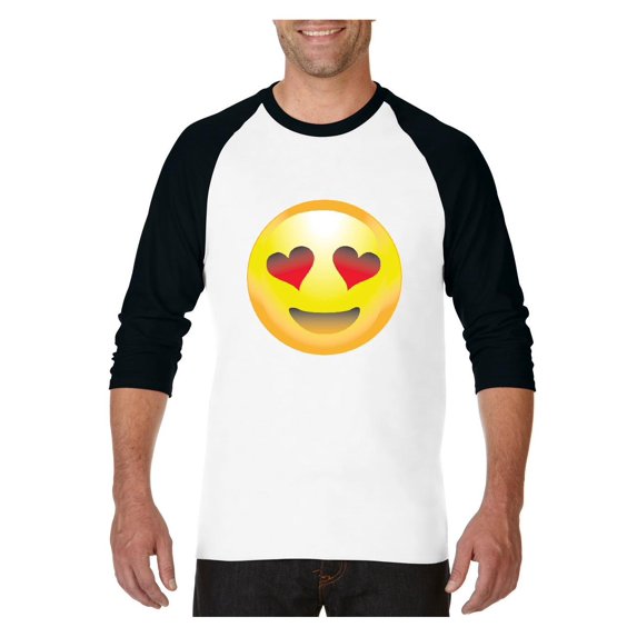 Mens Raglan Sleeve Baseball T-Shirts - Emoji Smiling Face