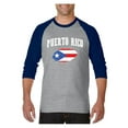 thumbnail image 1 of Mens Raglan Sleeve Baseball T-Shirts - Puerto Rico Flag, 1 of 5