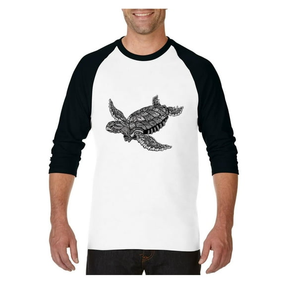 Mens Raglan Sleeve Baseball T-Shirts - Sea Turtle Hawaii
