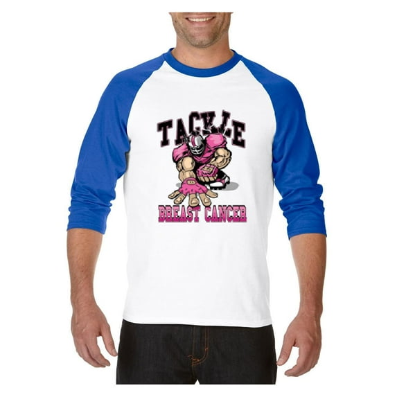 Mens Raglan Sleeve Baseball T-Shirts - Tackle Breast Cancer