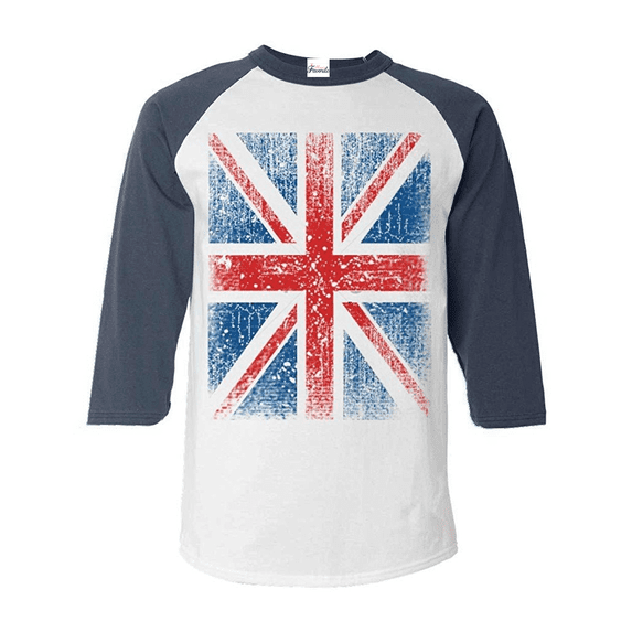 Mens Raglan Sleeve Baseball T-Shirts - Union Jack British Flag