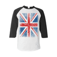 thumbnail image 1 of Mens Raglan Sleeve Baseball T-Shirts - Union Jack British Flag, 1 of 5