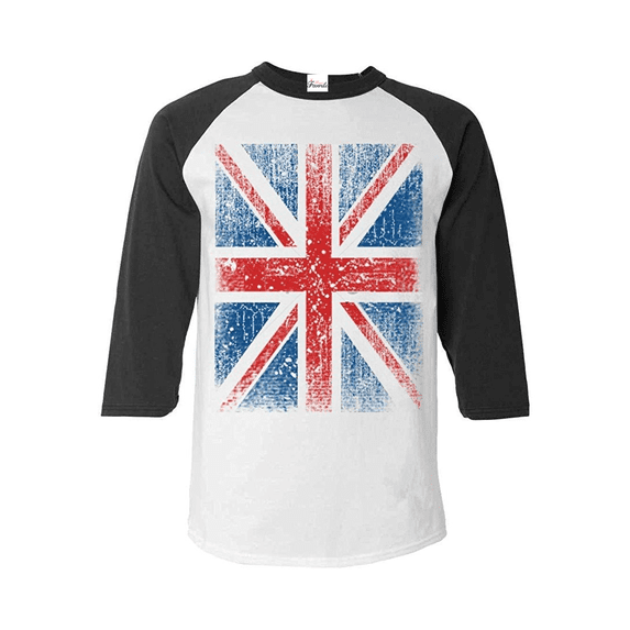 Mens Raglan Sleeve Baseball T-Shirts - Union Jack British Flag