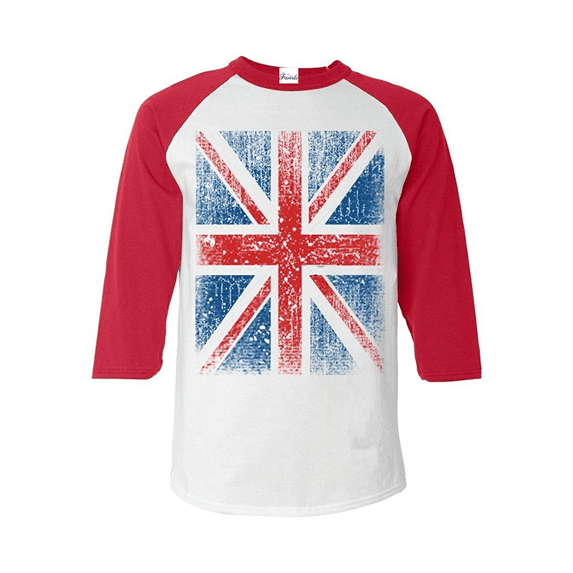 Mens Raglan Sleeve Baseball T-Shirts - Union Jack British Flag