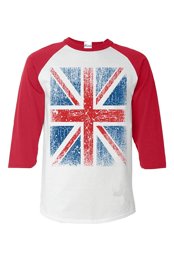 Mens Raglan Sleeve Baseball T-Shirts - Union Jack British Flag