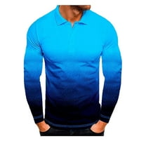 Men's Long Sleeve Polo Shirts Men's Casual Polo Shirts Casual Golf Printed T-Shirts Pullover Tennis T-Shirt Classic Button Basic Long Sleeve Gradiented Cotton Tees Shirt Golf Stylish Tops
