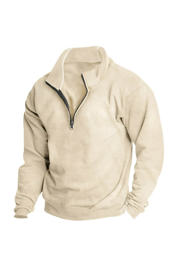 Men's Long Sleeve Quarter-zip Fleece Sweatshirt Men's 1/4 Zip Stand Collar Casual Comfort Golf Running Pullover Sweater Lightweight Soft Long Sleeve Sweatshirts Athletic Workout Pullover Shirts