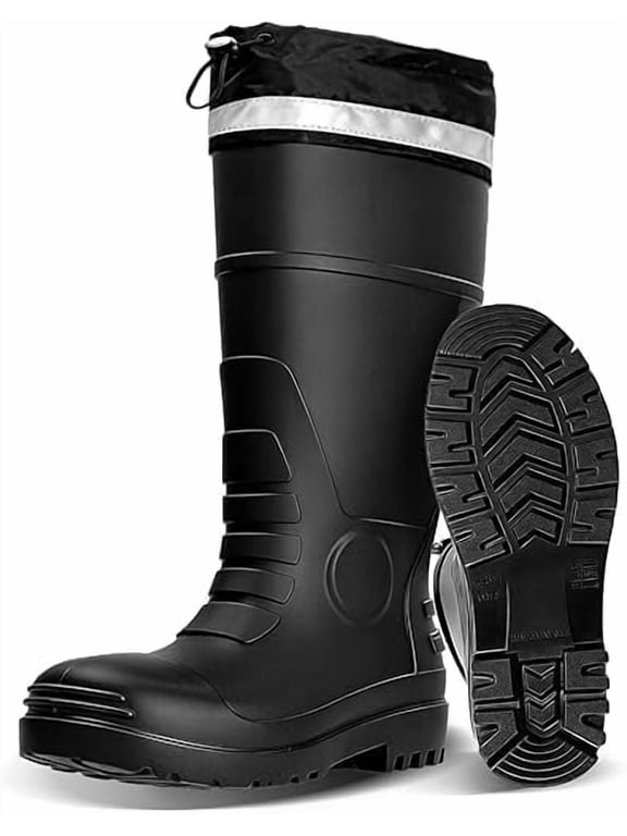Mens Rain Boots Knee High Waterproof Boot with PVC Rubber Mud Boots for Men, Comfort Lightweight Gardening Fishing Shoes for Yard Farm Outdoor Work