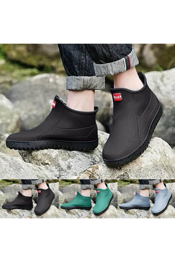 Mens Rain Boots Waterproof Platform Ankle Booties for Men Antislip Mud Shoes for Garden Outdoor Work Fishing Farming Green Size 11
