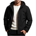 thumbnail image 1 of Mens Rain Jacket Lightweight Solid Color Windproof And Waterproof Zipper Parka Coat Athletic Coat Hooded Outwear Winter Fall Outerwear with Pockets, 1 of 5