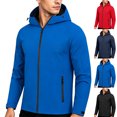thumbnail image 1 of Mens Rain Jacket Raincoat Waterproof Windbreaker with Hood,Front Pockets and Adjustable Cuffs,Full Zip Drawstring Lightweight Packable Design for Hiking,Cycling,Running,Fishing, 1 of 6
