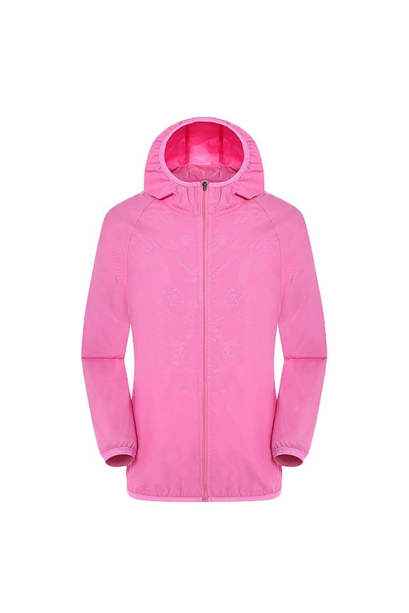 Mens Rain Jacket Raincoat Windbreaker Lightweight Packable with Hood Unisex Travel Hiking Cycling Jackets Pink XXL