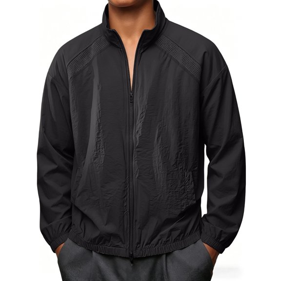Mens Rain Jacket Raincoat Windbreaker Running Waterproof Dry Protection Stand Collar Jacket UPF50+ for Golf Running Hiking Travel