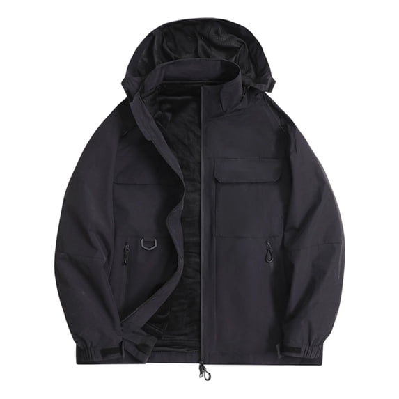 Mens Rain Jacket Waterproof Windproof 3-in-1 Hiking Jacket With Multiple Pockets Fall Winter Casual Workwear Outdoor Detachable Liner Coat