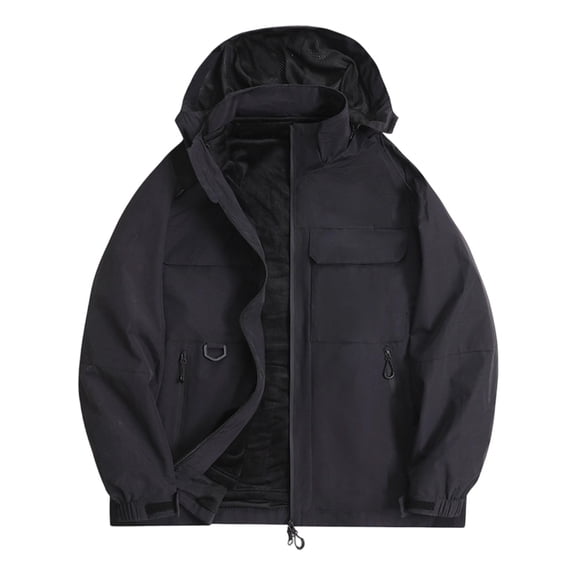 Mens Rain Jacket Waterproof Windproof 3-in-1 Hiking Jacket With Multiple Pockets Fall Winter Casual Workwear Outdoor Detachable Liner Coat