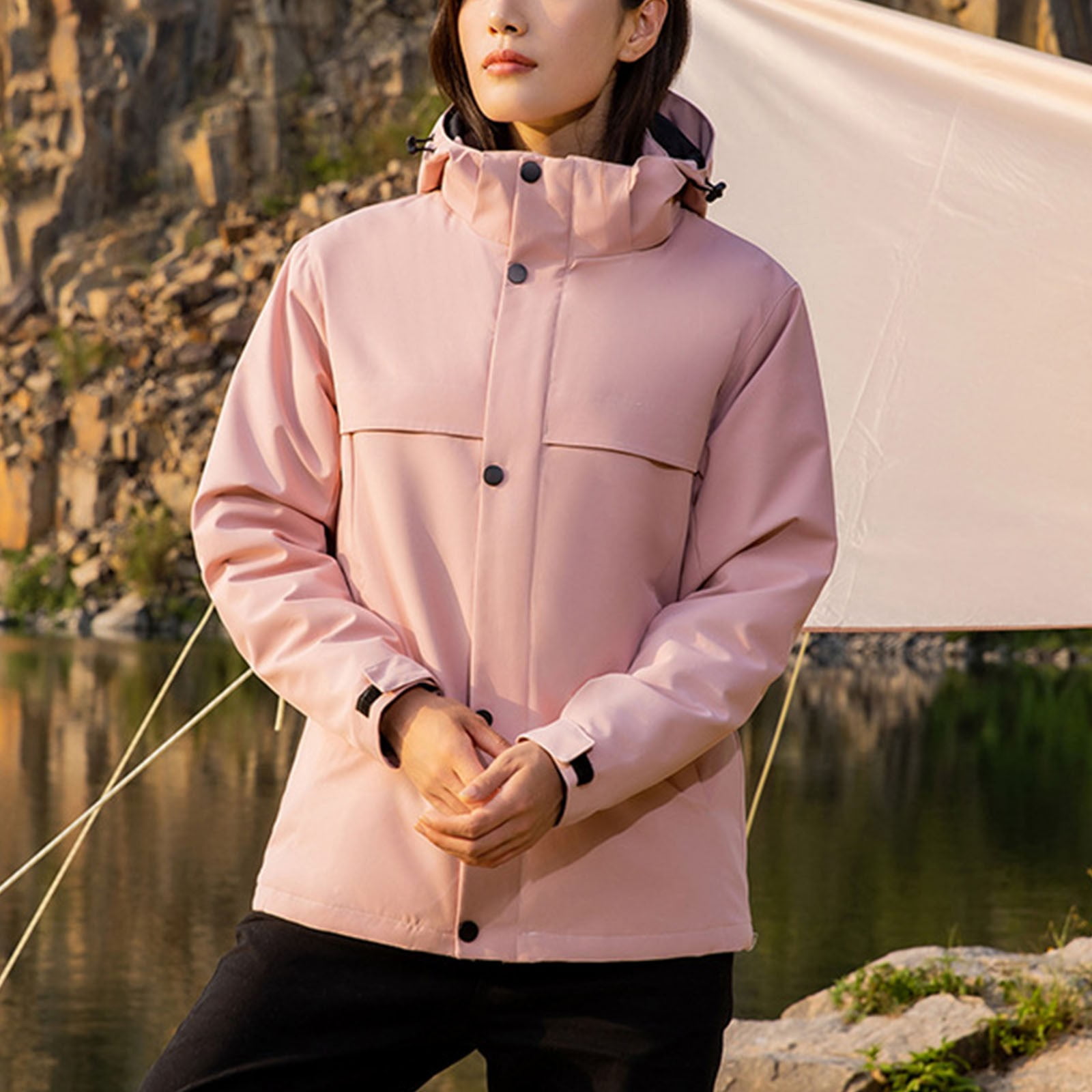 Mens Rain Jacket Waterproof with Hooded Hiking Coat Lightweight Windbreaker,Windbreaker Jackets