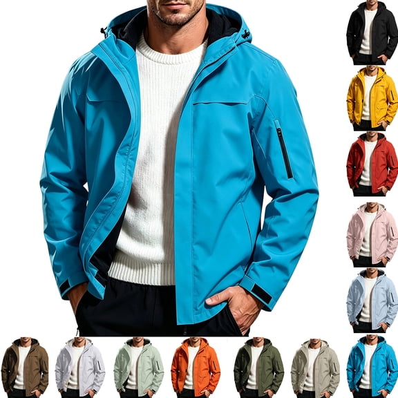 Mens Rain Jacket Waterproof with Hooded Hiking Coat | Zip Pockets Windbreaker,Fishing,Active Performance Shell Jackets, M