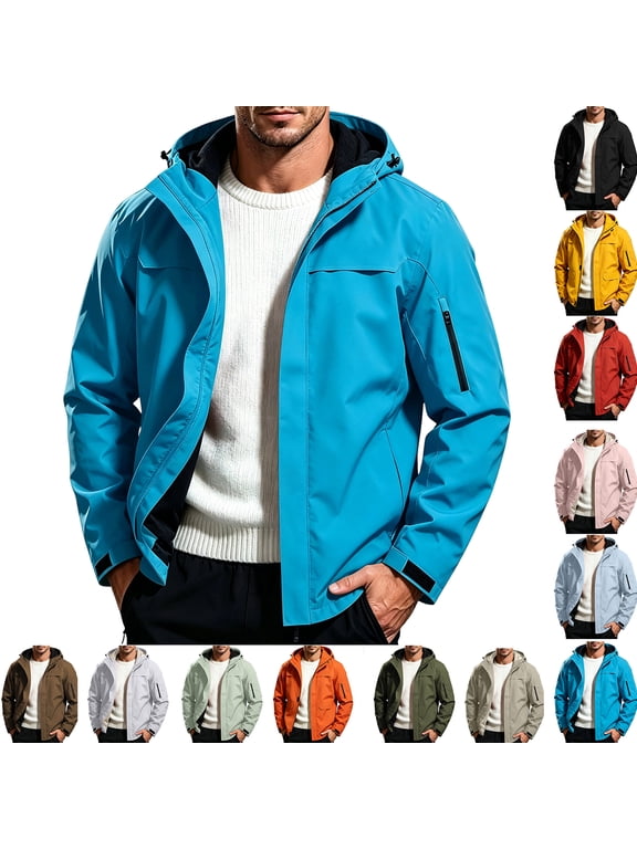 Mens Rain Jacket Waterproof with Hooded Hiking Coat | Zip Pockets Windbreaker,Fishing,Active Performance Shell Jackets, M