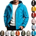 thumbnail image 1 of Mens Rain Jacket Waterproof with Hooded Hiking Coat | Zip Pockets Windbreaker,Fishing,Active Performance Shell Jackets, S, 1 of 7