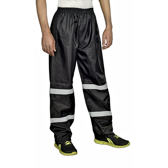 Mens Rain Pants 100%Waterproof Reflective Stripes for night time visibility
