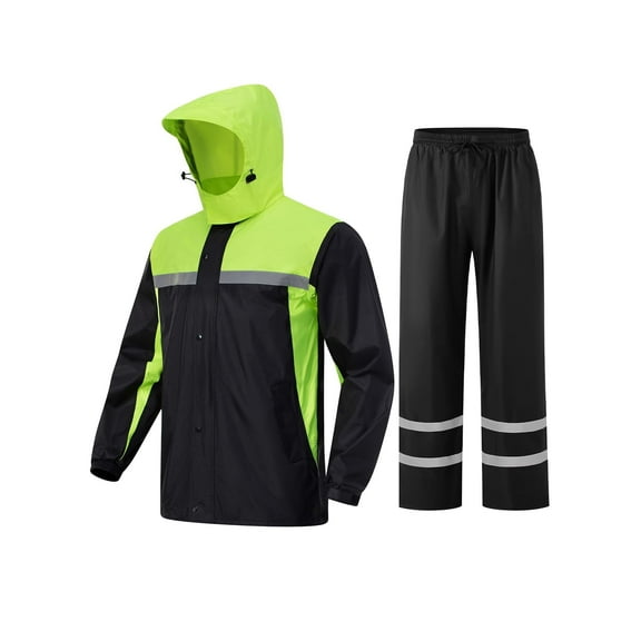 Mens Rain Suits with Air Vents Reflective Waterproof Rain Gear Breathable Jacket Pants for Work Golf Fishing Hiking