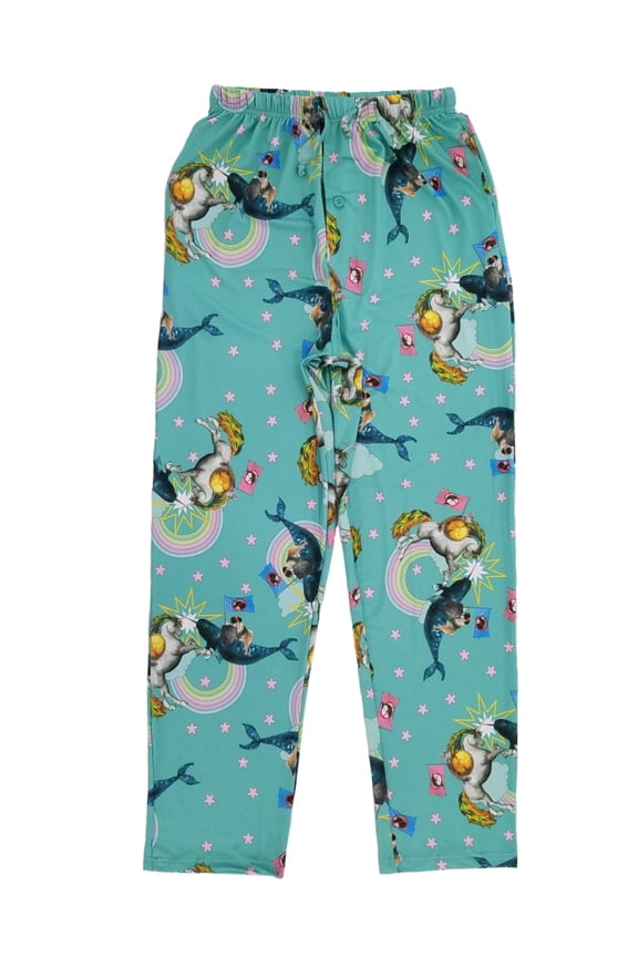 Mens Rainbow Cat Unicorn Pug Whale Battle Sleep Pants Pajama Bottoms S