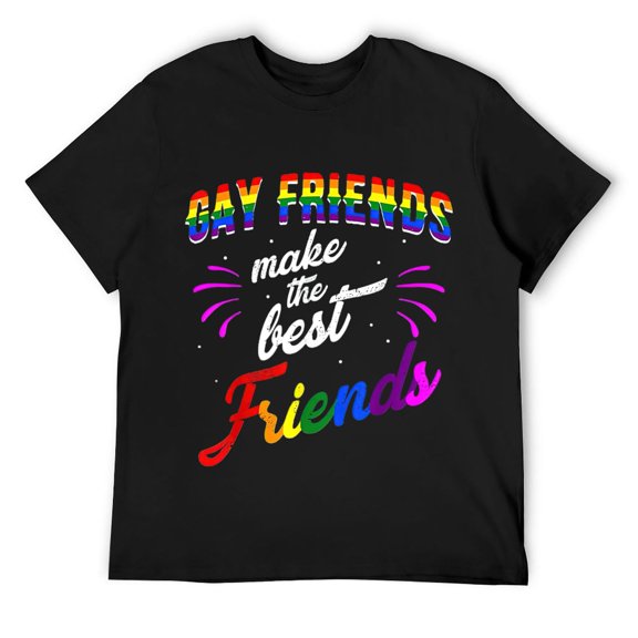 Mens Rainbow Gay Best Friends LGBT Equality Rights Support Pride T-Shirt Black