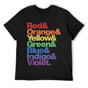 Mens Rainbow Typography Lettering Colorful Pride - ROYGBIV T-Shirt Black
