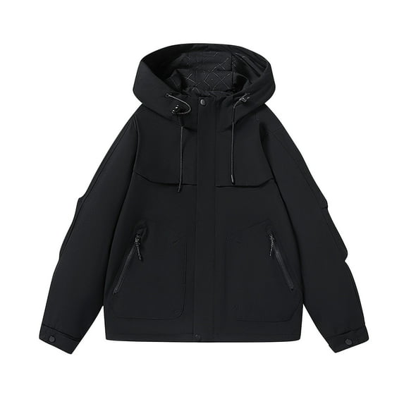 Mens Raincoats Men's Solid Color Waterproof Long Sleeved Hooded Workwear With Multiple Pockets Jacket Rain Jacket Men Winter Coats Long Sleeve Tops Men Rain Jacket Men Basic tops
