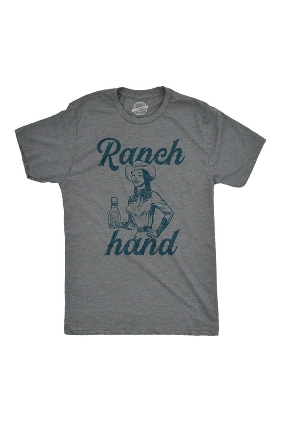 Mens Ranch Hand T Shirt Funny Farm Rancher Dressing Joke Tee for Guys Graphic Tees