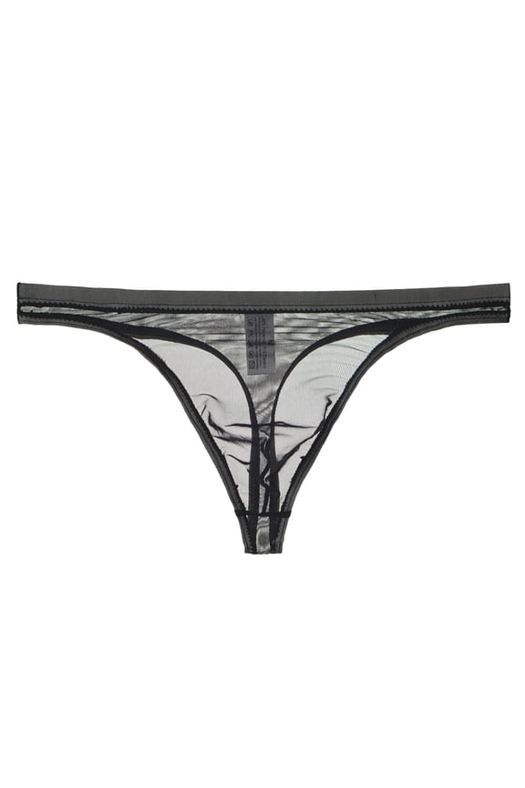 Mens Ransparent Thong Thin Mesh Sexy Underwear Fun Black XL