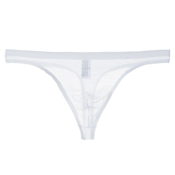 Mens Ransparent Thong Thin Mesh Sexy Underwear Fun White XL
