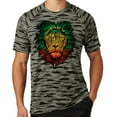 thumbnail image 1 of Mens Rasta Colors Lion Rastafarian Moisture-Wicking Camo Tee Shirt, 3XL Black, 1 of 5