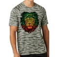 thumbnail image 1 of Mens Rasta Colors Lion Rastafarian Moisture-Wicking Camo Tee Shirt, Medium Silver, 1 of 5