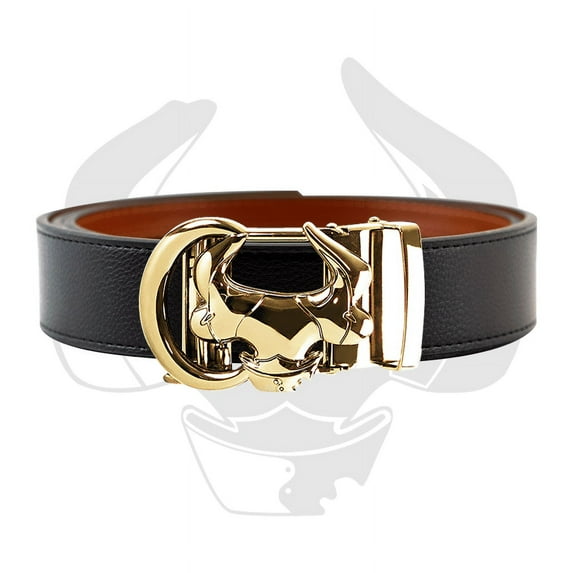 Mens Ratchet Belts,Hard To Buy For Golden Bull Leather Belt With Gift Box,With Automatic Buckle Adjustable Trim To Fit