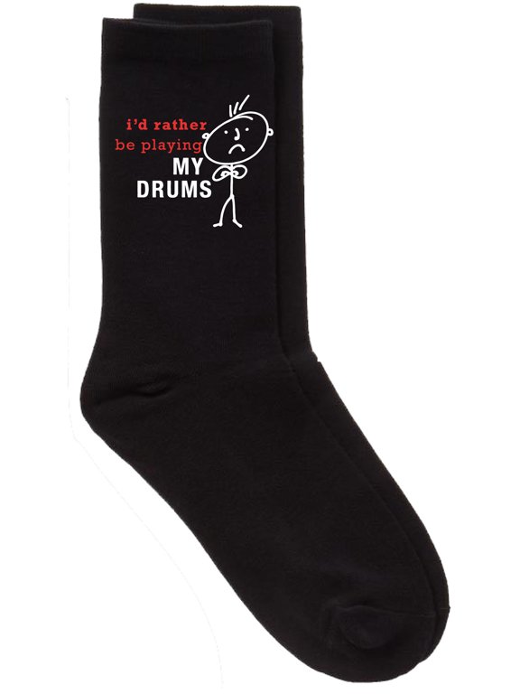 Mens Rather Be Playing My Drums Black Calf Socks Fathers Day Dad Husband Boyfriend Uncle Grandpa Grandad Present