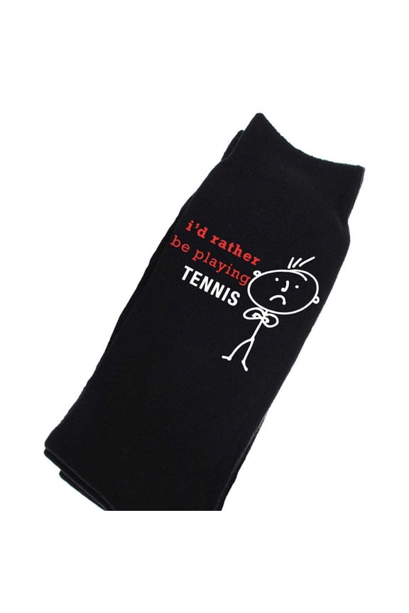 Mens Rather Be Playing Tennis Black Calf Socks Fathers Day Dad Husband Boyfriend Uncle Grandpa Grandad Present