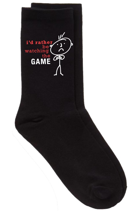 Mens Rather Be Watching The Game Black Calf Socks Fathers Day Dad Husband Boyfriend Uncle Grandpa Grandad Present