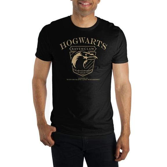 Mens Ravenclaw Hogwarts House Black Short Sleeve Shirt- Medium