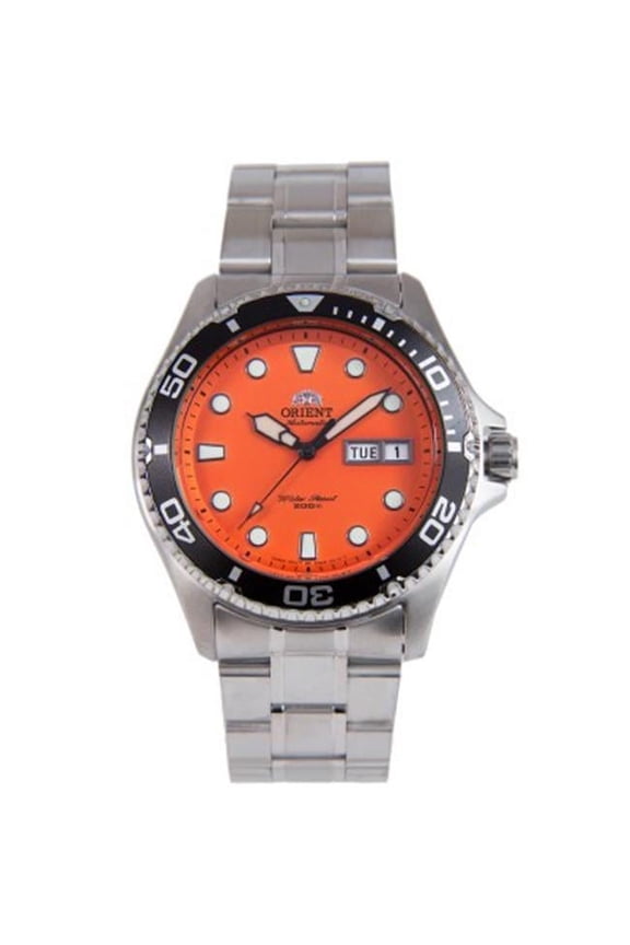 Mens Ray Raven II Diver Orange Dial Stainless Steel Watch