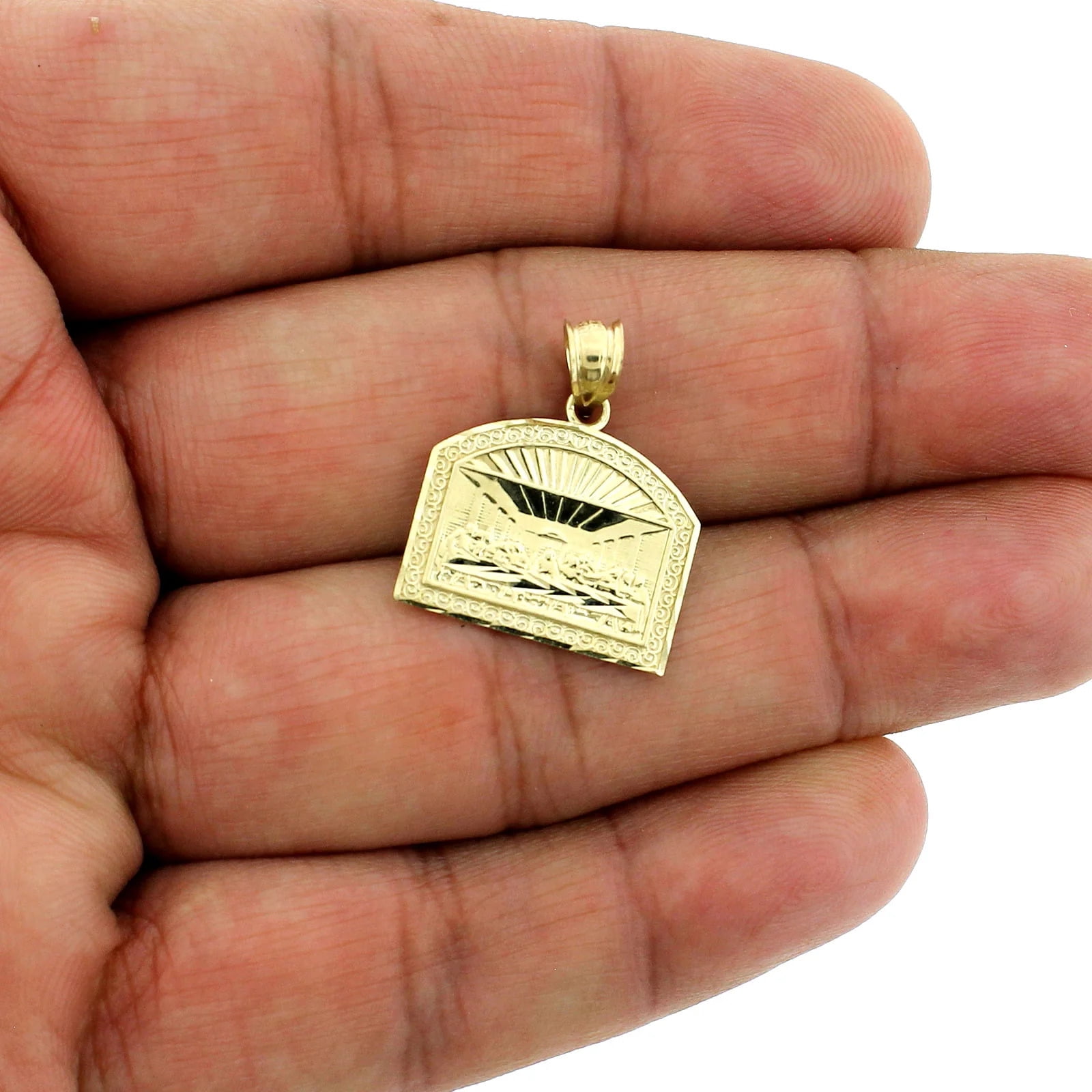 Gold 10k Real Yellow Gold Last Supper Charm Pendant Men Women - Main Image
