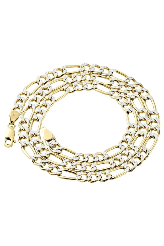 Mens Real 10K Yellow Gold Diamond Cut Figaro Style Chain 4.60mm Necklace 30 Inch